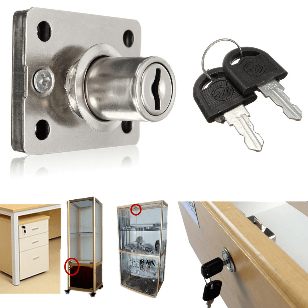 Desk Drawer Dead Bolt Lock for Drawers Box Cabinet Cupboards Panel with Two Keys - MRSLM
