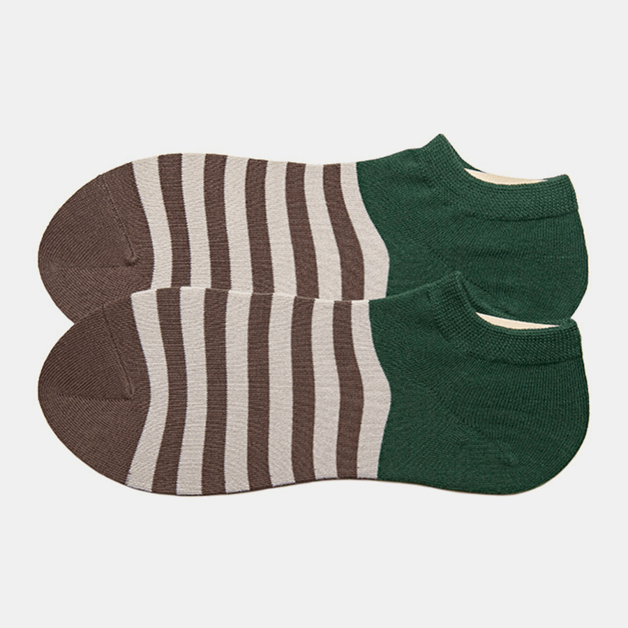 Socks Men'S Tide Socks Stripes Shallow Mouth Cotton Sweat-Absorbent Sports Street Tide Socks Four Seasons - MRSLM