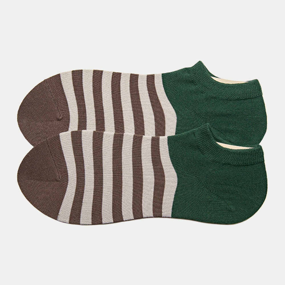 Socks Men'S Tide Socks Stripes Shallow Mouth Cotton Sweat-Absorbent Sports Street Tide Socks Four Seasons - MRSLM