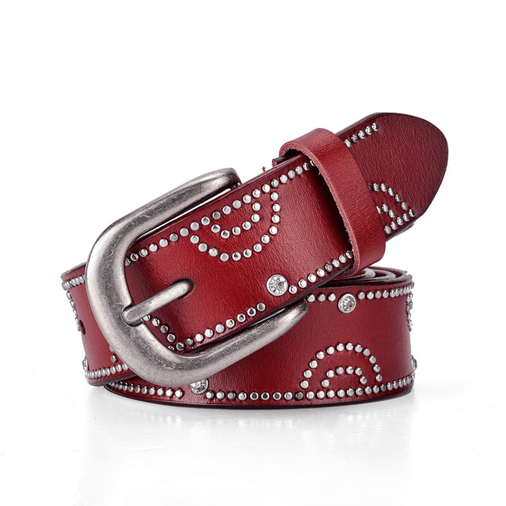 Girly Pants Belt with Rhinestone Inlaid Alloy Pin Buckle - MRSLM