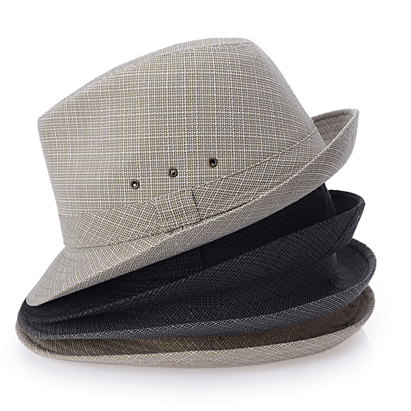 Mens Vintage Crimping Polyester Short Brim Jazz Hat Bucket Hat Beach Cap Travel Breathable Sun Cap - MRSLM