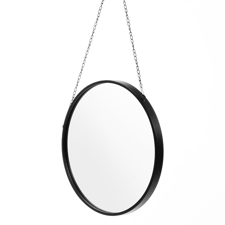 Round Industrial Black Metal Mirrors Hanging Chain Wall Mounted Retro Decor - MRSLM