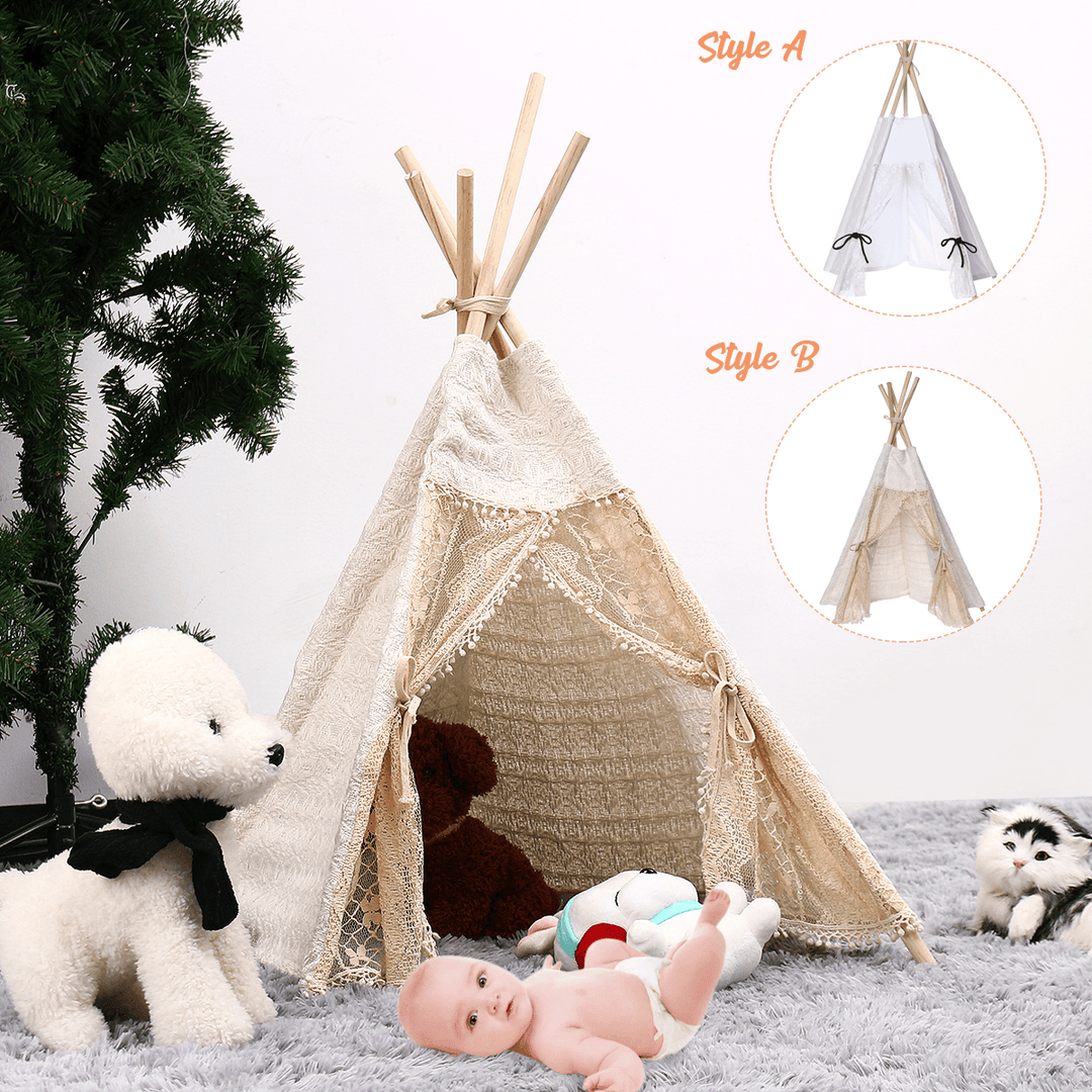 80Cm Large Kids Canvas Portable Teepee Tent Kids Sleeping Playing Photography Photo Props Kids Teepee Tipi House Toddler Children Tipi Tee Tent Gifts - MRSLM