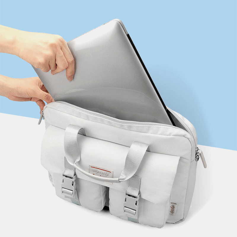 Men Oxford Double Front Pocket Large Capaciy Crossbody Shoulder Bag Casual 13.3/14/15.6 Inch Laptop Bag - MRSLM