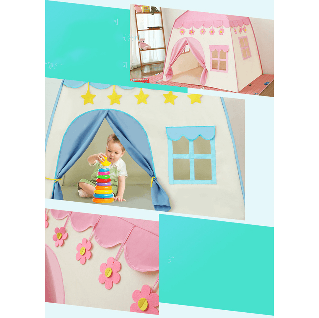 51Inch Large Sturdy Kids Play Tent Princess Playhouse Castle Children Fairy Tale Teepee Indoor/Outdoor with Carry Bag for Boys Girls Gift - MRSLM