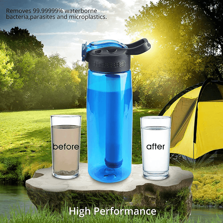 650Ml Filter Water Bottle 1500L Water Filter Capacity BPA Free Leak-Proof Filter Water Cup 250Ml/Min Clean Water Camping Hiking Travel Fishing - MRSLM