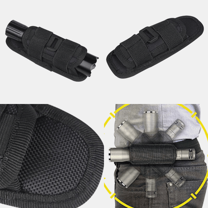 Men Nylon Portable Outdoor Mountaineering 360 Degree Rotating Flashlight Sleeve Wear-Resistant Tactical Bag Waist Bag - MRSLM