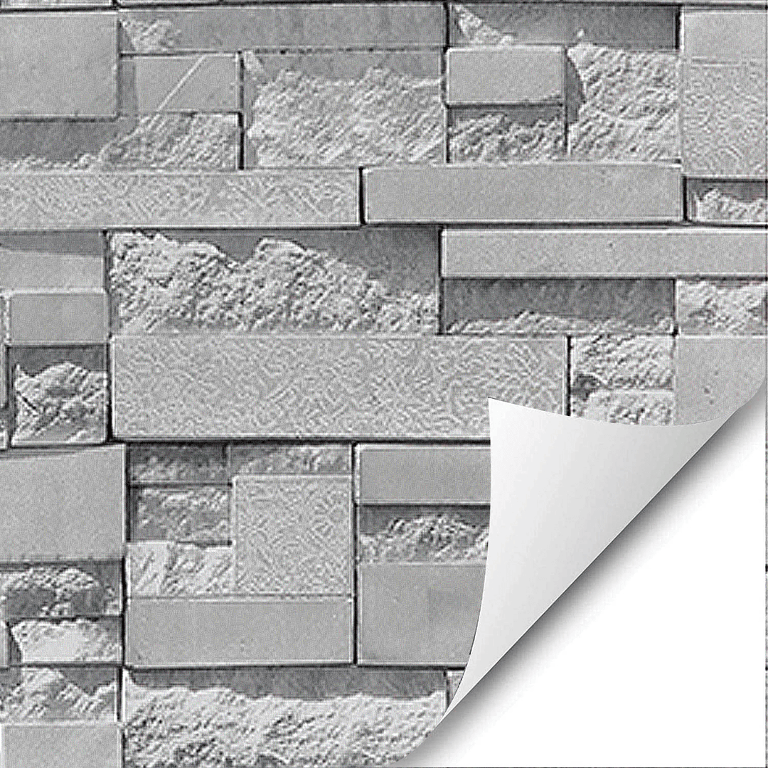 Gray Wallpaper Sticker Wall Cloth Wallpaper Self-Adhesive Waterproof Pvc Retro Brick Pattern Stone Wall Decoration - MRSLM