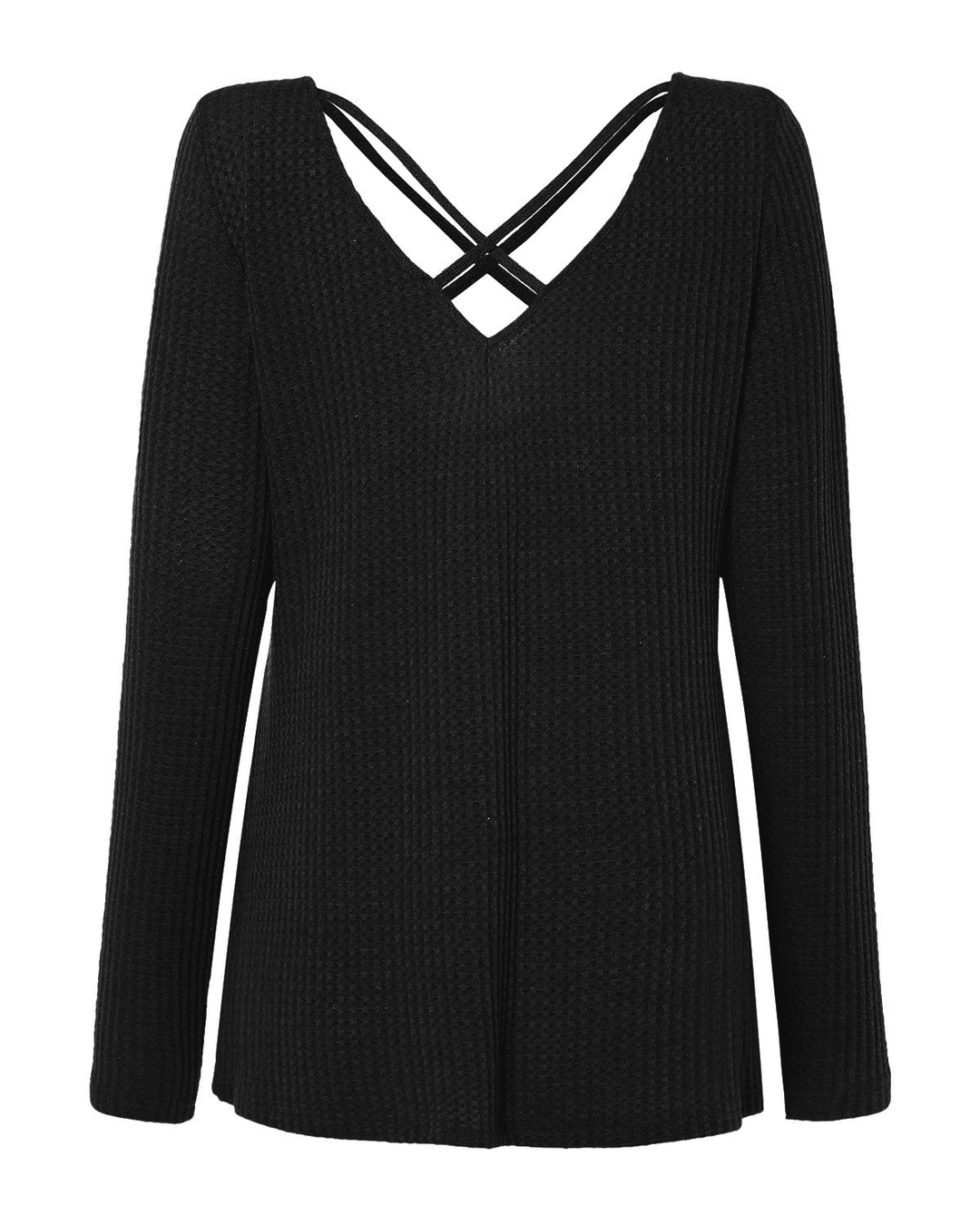 Women Pullover Tops Long Sleeve Cross V Neck Sweaters for Women - MRSLM