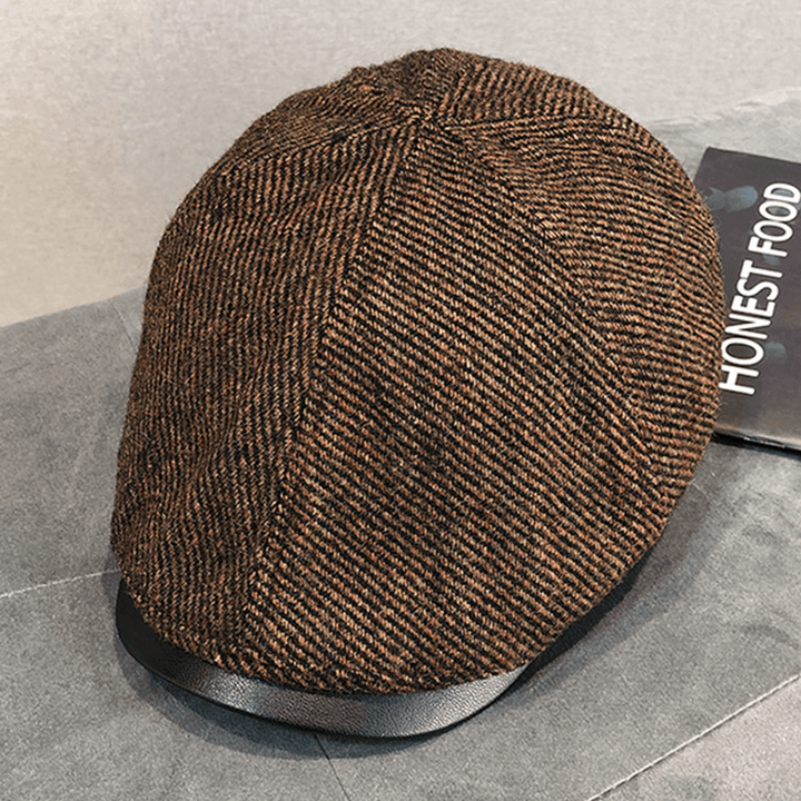 Men Wool Warm Retro British Style Young Painter Hat Beret Hat Forward Hat Flat Hat - MRSLM