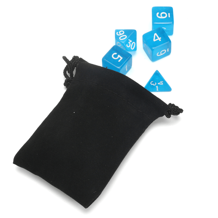10PCS Sky Blue Acrylic Polyhedral Dice Set with Storage Bag Geometric Multi Sided TRPG Board Game Dices Toys - MRSLM