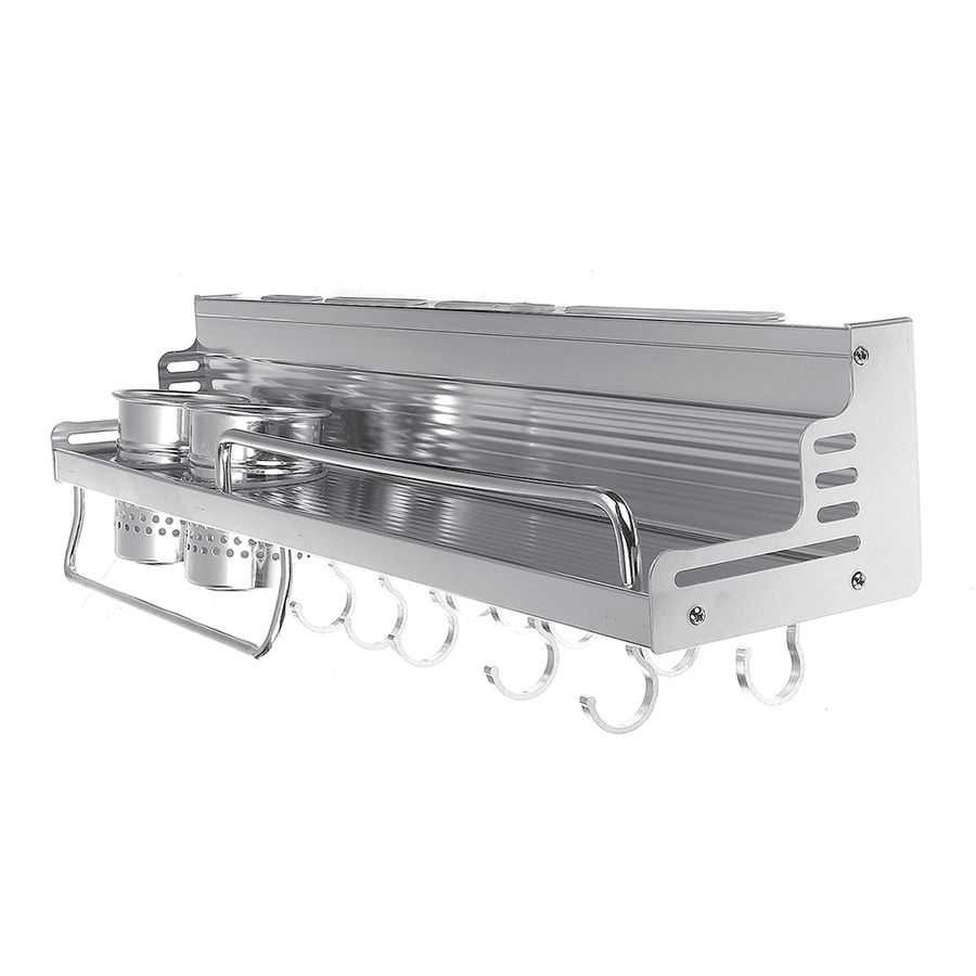 Bright Space Aluminum Kitchen Rack with Guardrail Heightened Double Cup Holder Condiment Storage Rack - MRSLM