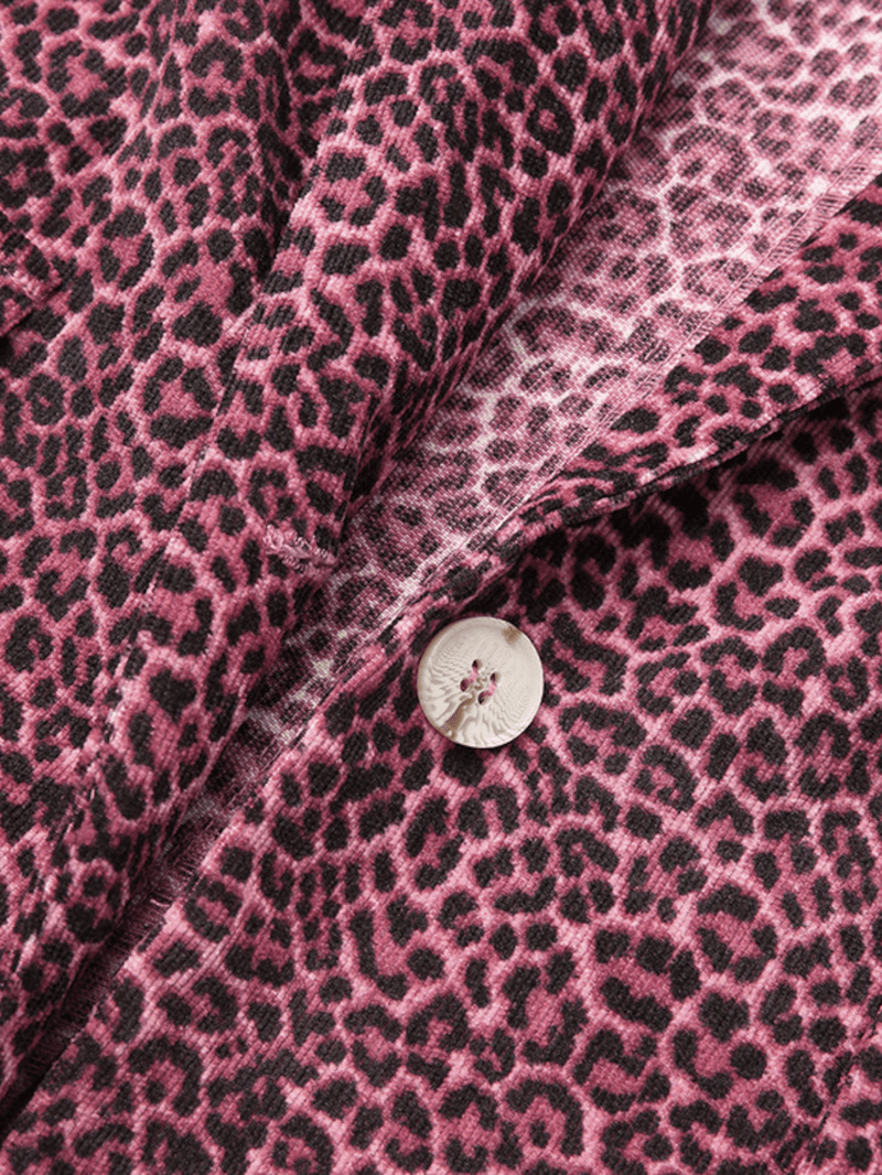 Leopard Printed Corduroy European Button Cuffs Suit for Women - MRSLM