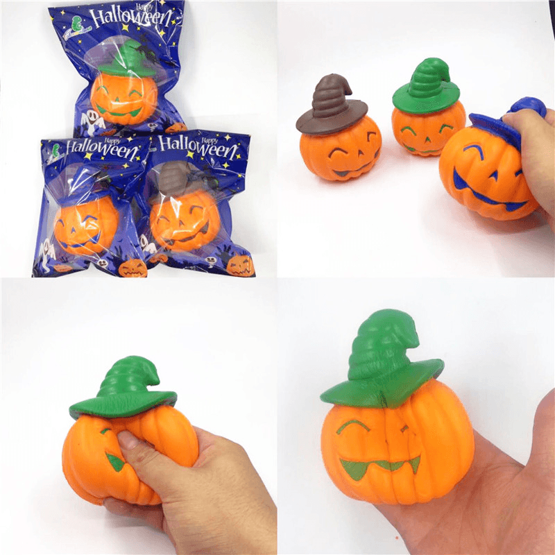 Chameleon Soft Halloween Pumpkin Witch Hat Squishy Slow Rising Stress Stretch Kids Toy Gift - MRSLM