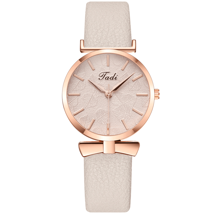 Fashion Casual Elegant Women Watches Leather Band Dial Rose Gold Wrist Alloy Case Quartz Watch - MRSLM