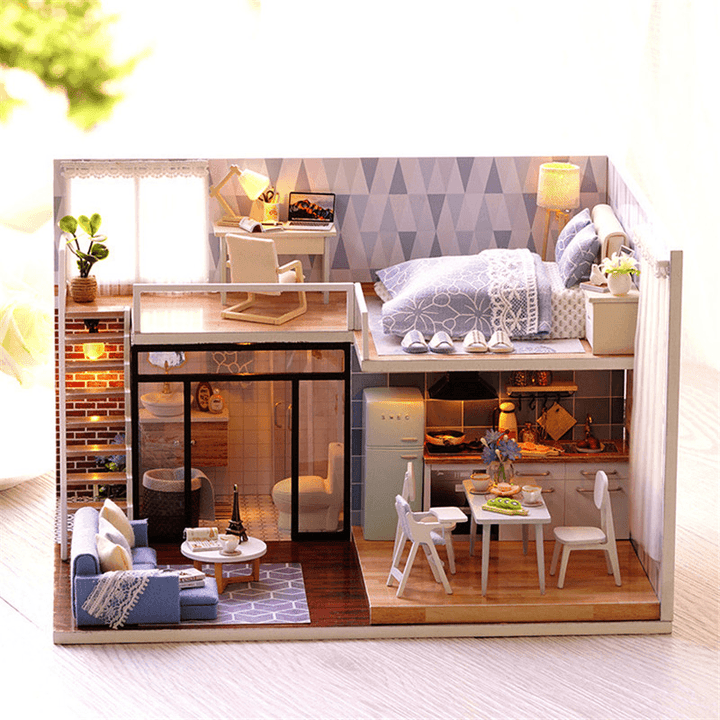 Multi-Style 3D Wooden DIY Assembly Mini Doll House Miniature with Furniture Educational Toys for Kids Gift - MRSLM