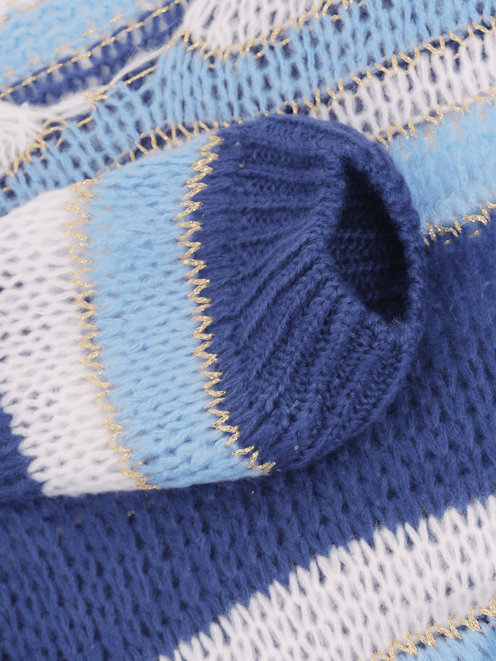 Women Casual Striped V-Neck Sweaters - MRSLM