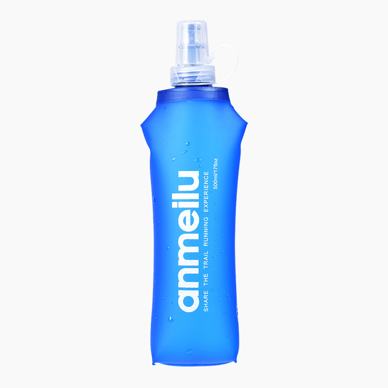 ANMEILU 500ML Frosted TPU Outdoor Sports Running Cycling Soft Water Bag with Straw Folding Portable Soft Water Bottle - MRSLM