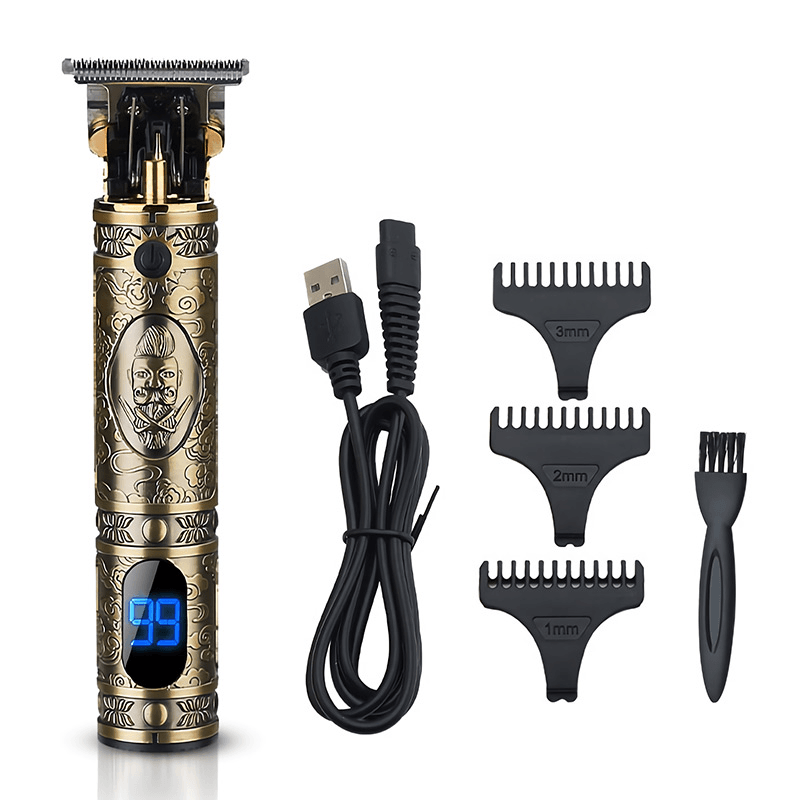USB Professional Hair Clipper Retro Oil Head Clipper Beard Trimmer Shavers Hari Grooming Cutting Finishing Cutting Machine Trimmer T-Outliner for Men Kids Hair Carving - MRSLM