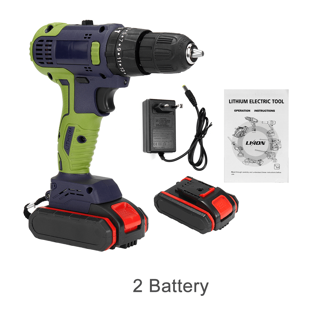 32V Brushless Impact Drill Lithium Electric Torque Drill Driver with 1/2 Battery LED Light - MRSLM