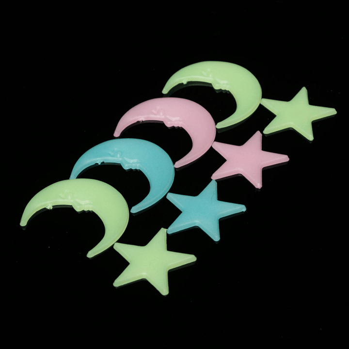 20Pcs Moon Stars Noctilucence Wall Decal Colorful Fluorescent Home Kid Room Decor Gift - MRSLM