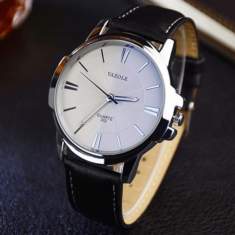 YAZOLE 332 Fashion Simple Style Business Men Wrist Watch Leather Quartz Watch - MRSLM