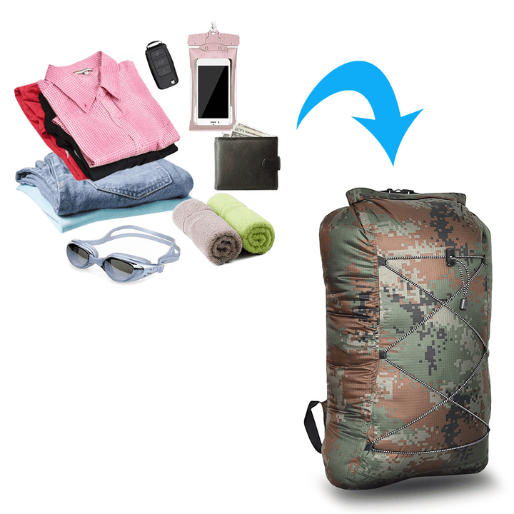Ipree® 23L Waterproof Backpack Lightweight Folding Swimming Moisture Proof Storage Bag Outdoor Camping Water Sport - MRSLM