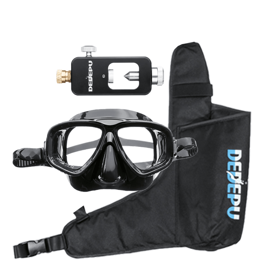 DEDEPU Snorkeling Diving Equipment Set 1L Scuba Diving Tank Oxygen Cylinder with Dive Respirator Snorkel Mask Underwater Sport Accessories - MRSLM