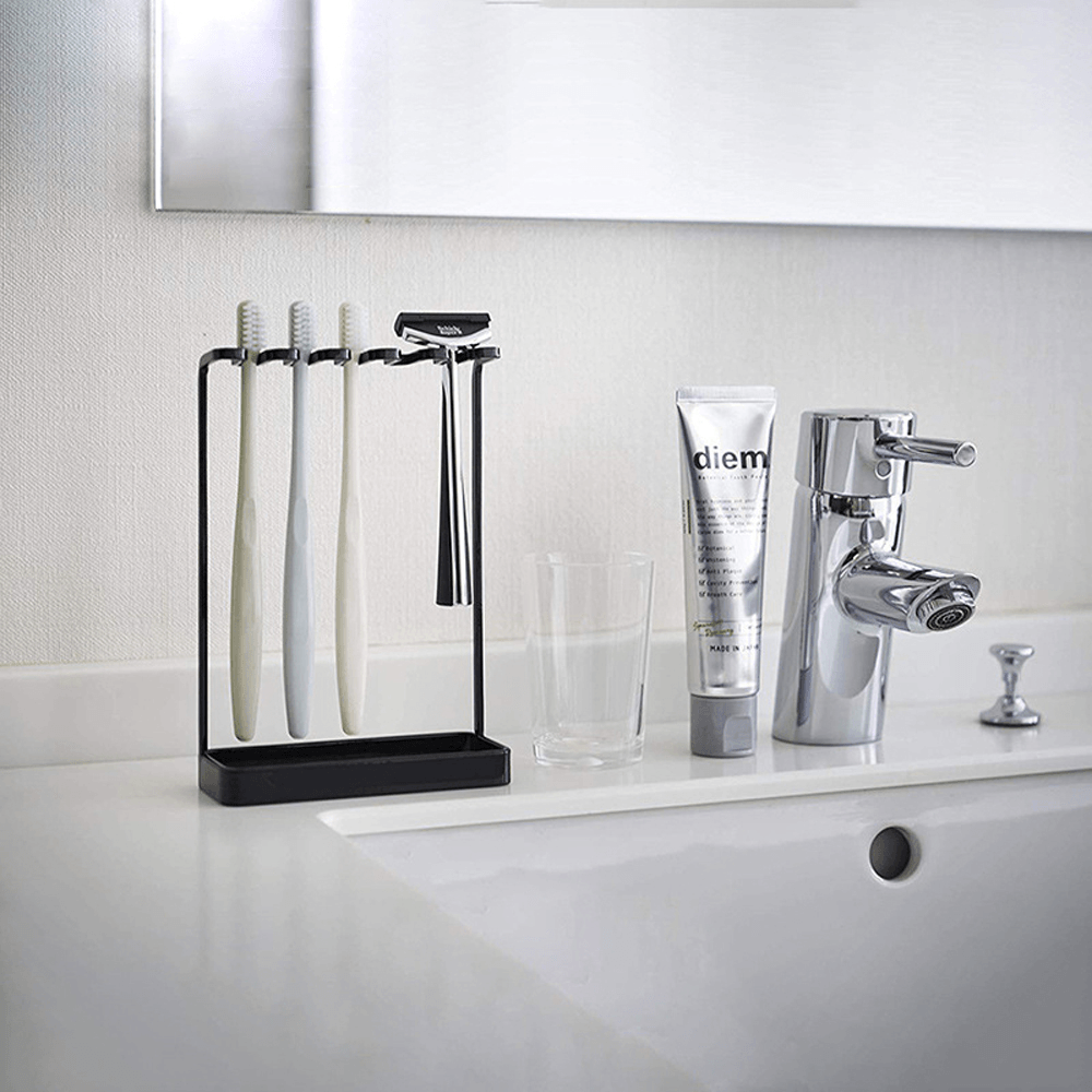 Multifunctional Metal Toothbrush Holder Bathroom Shelf for Store Toothbrush Shaver Countertop Storage Organizer Rack Hanger - MRSLM
