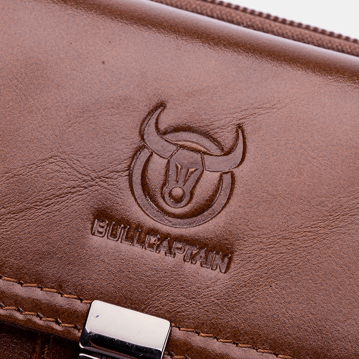 Bullcaptain Men Vintage Genuine Leather Waist Bag Belt Bag - MRSLM