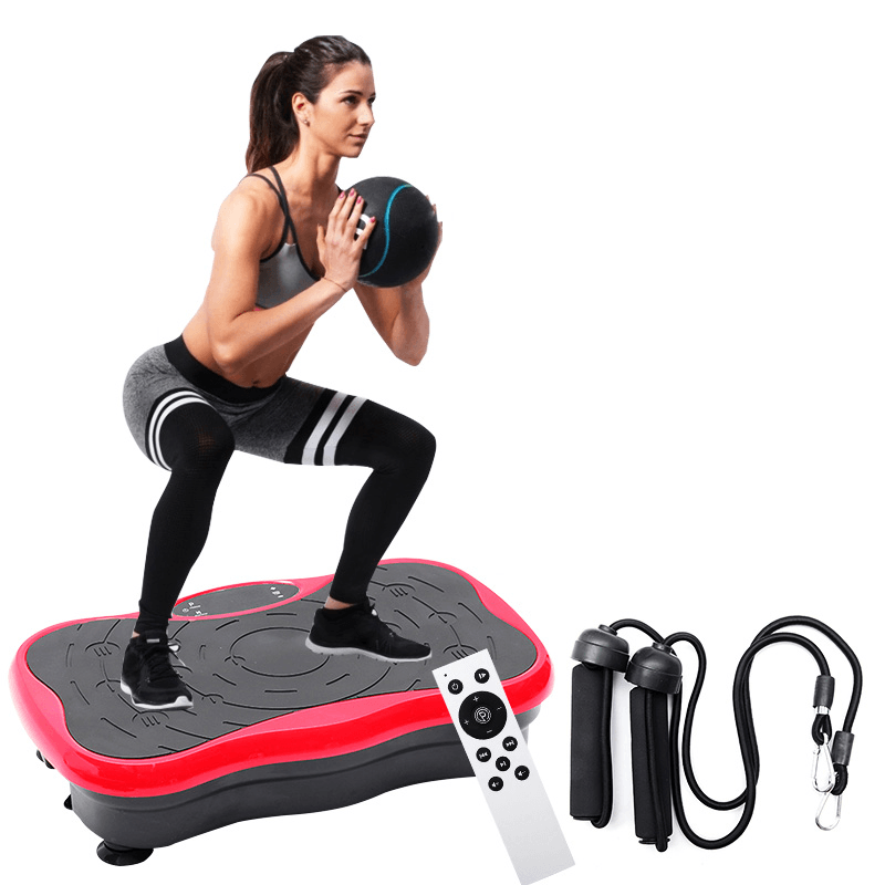 Fitness Pedal Stepper Exercise Slim Vibration Machine Trainer Platform Yoga Non-Slip Cardio Sport with Resistance Bands Max Load 200Kg - MRSLM