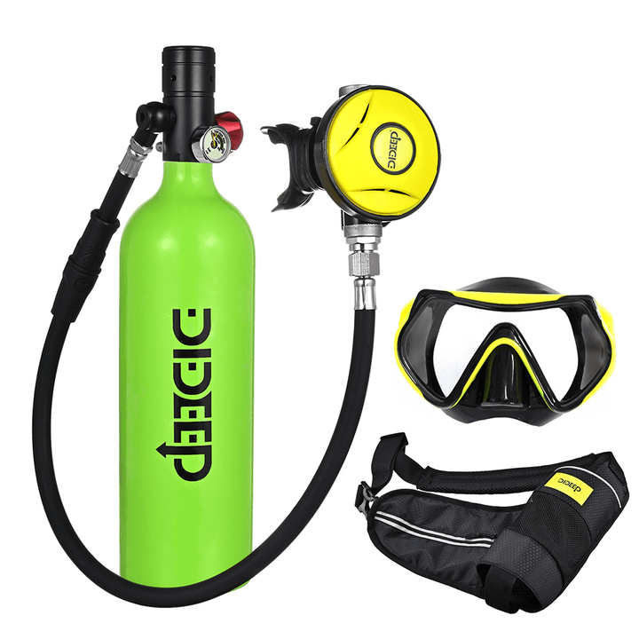 DIDEEP 1L Scuba Diving Cylinder Oxygen Tank Set Dive Respirator Air Tank for Snorkeling Breath Diving Equipment - MRSLM