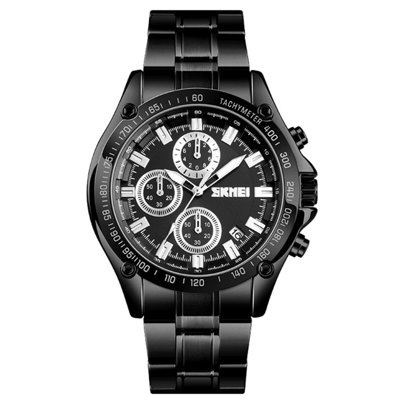 SKMEI 1393 Stainless Steel Business Style Waterproof Date Display Men Wrist Watch Quartz Watches - MRSLM