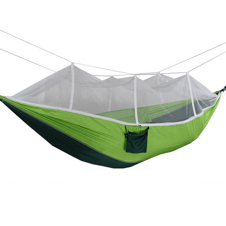 260X140Cm Double People Mosquito Hammock Camping Garden Sleeping Hanging Bed with Carabiners Storage Bag - MRSLM