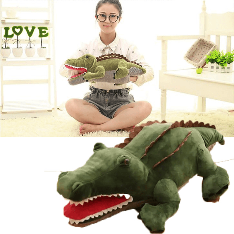 55Cm Cute Cartoon Plush Green 3D Crocodile Shape Warm Hand Pillow Kids Toy Creative Gift - MRSLM