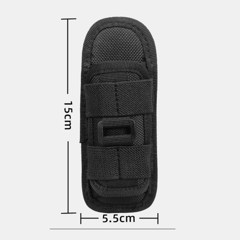 Men Nylon Portable Outdoor Mountaineering 360 Degree Rotating Flashlight Sleeve Wear-Resistant Tactical Bag Waist Bag - MRSLM