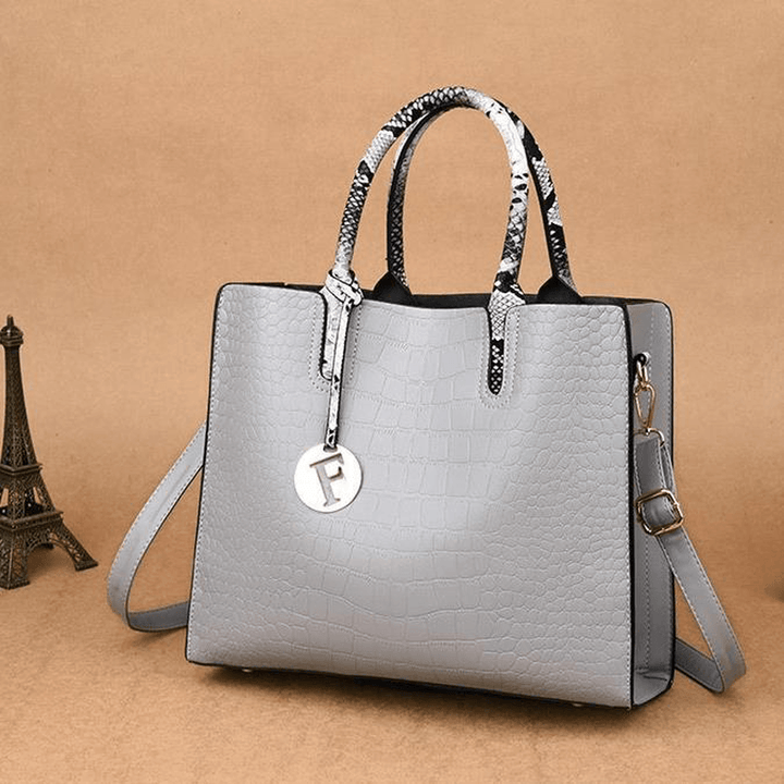Women Fashion Elengant Large Capacity Handbag Shoulder Bag Crocodile Pattern Toe - MRSLM