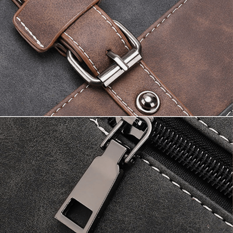 Men PU Leather Flap-Over Large Capacity Crossbody Bags Casual Fashion Multi-Pocket Messenger Bag Handbag Shoulder Bag - MRSLM