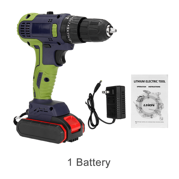 32V Brushless Impact Drill Lithium Electric Torque Drill Driver with 1/2 Battery LED Light - MRSLM