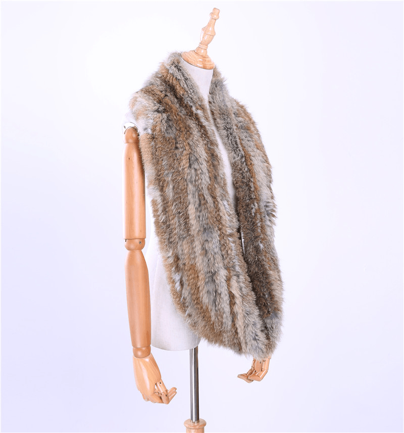 Rex Rabbit Fur Collar and Fur Woven Men'S Scarf Long Thick Double-Sided Warmth - MRSLM