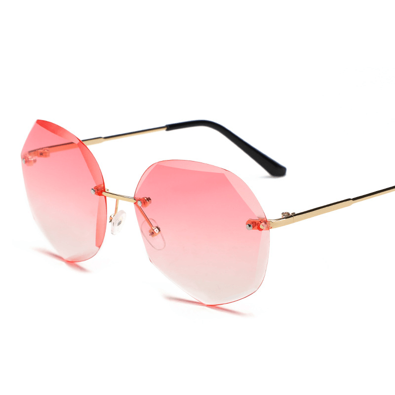 European and American Trendy Glasses Cut-Edge Sunglasses Ladies Big Rimless - MRSLM