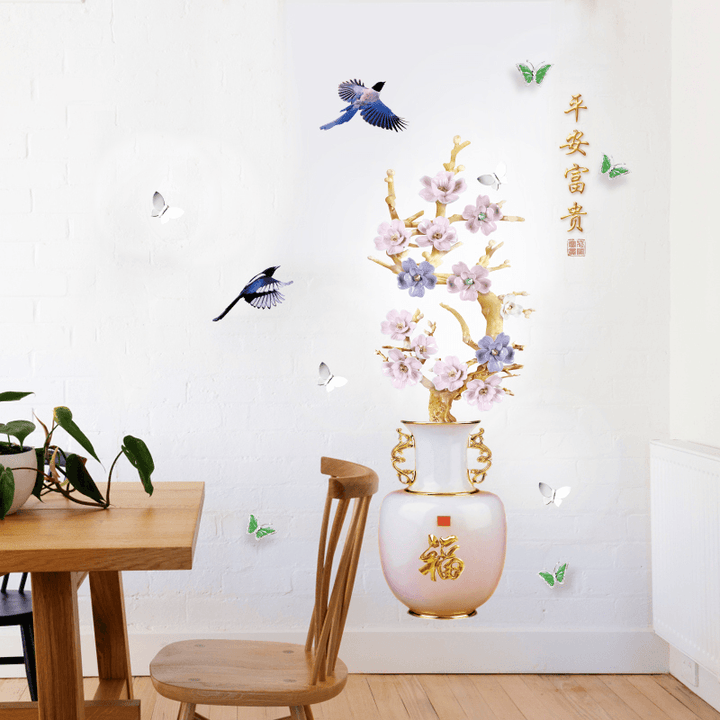 Miico SK9335 Vase Painting Sticker Living Room Bedroom Door Background Decorative Wall Sticker - MRSLM