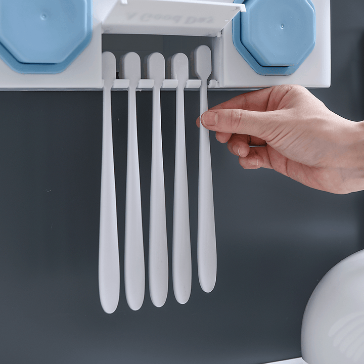 Multifunction Toothbrush Holder Automatic Toothpaste Dispenser Hair Dryer Racks - MRSLM