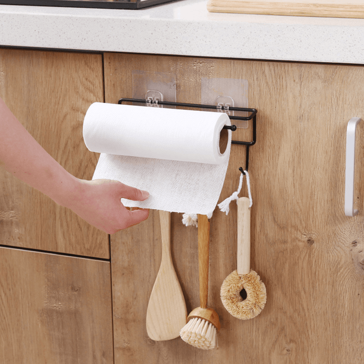 Tissue Storage Holder Towel Rack Hook Holder Kitchen Bathroom Shelf Hanging - MRSLM