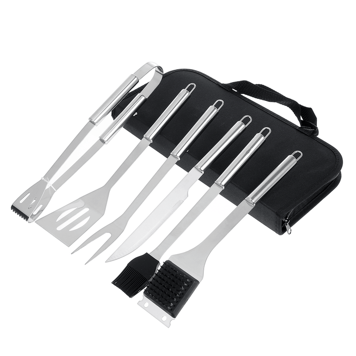 20 Pcs BBQ Tools Kit Stainless Steel Bottle BBQ Clip Brush Stick Blade Steel Shovel with Storage Bag Outdoor Cooking Accessories - MRSLM