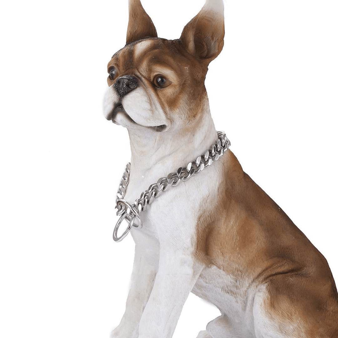 13Mm Silver Cut Curb Cuban Link Stainless Steel Dog Chain Pet Collar - MRSLM