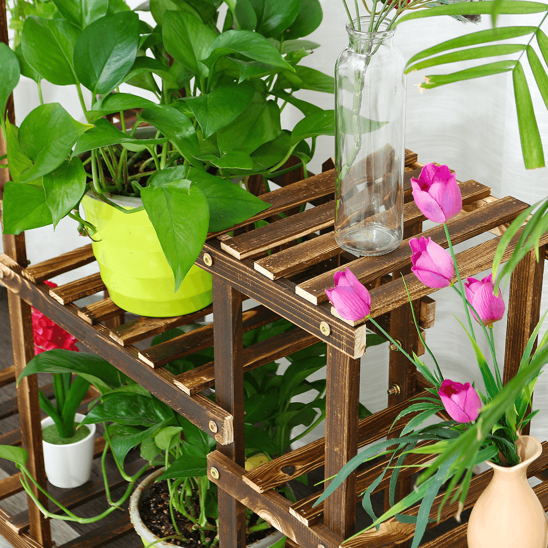 Wooden Succulent Flower Pot Stand Indoor Balcony Floor Stand Garden Decoration - MRSLM