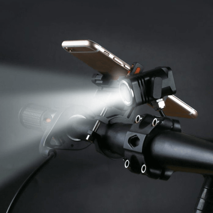 BIKIGHT Lightweight Shockproof Split Type Cell Phone Holder Rechargeable Powerful Flashlight Bcycle Headlight - MRSLM