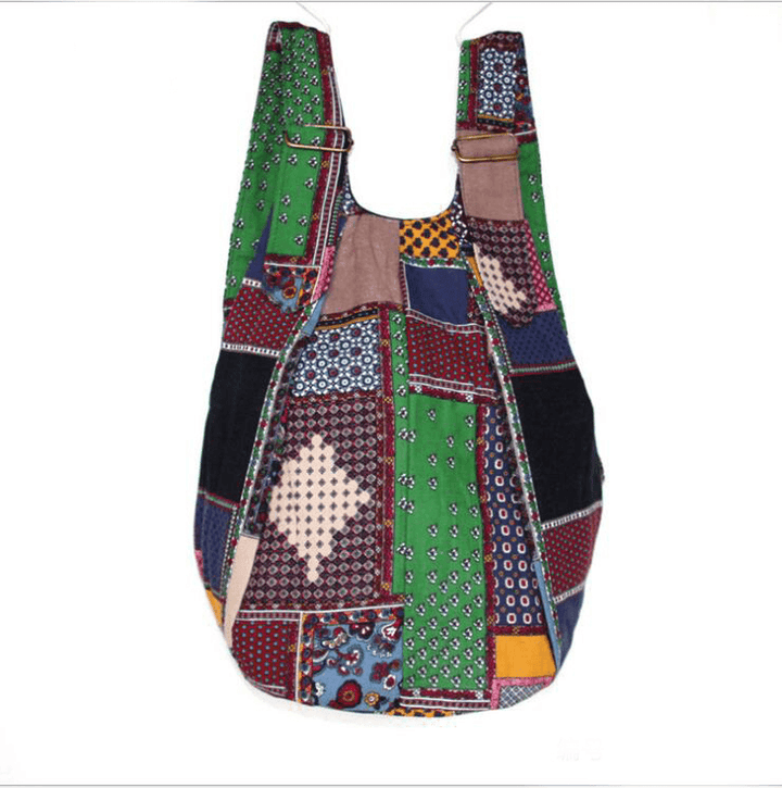 Women Ethnic Canvas Patchwork Crossbody Bag - MRSLM