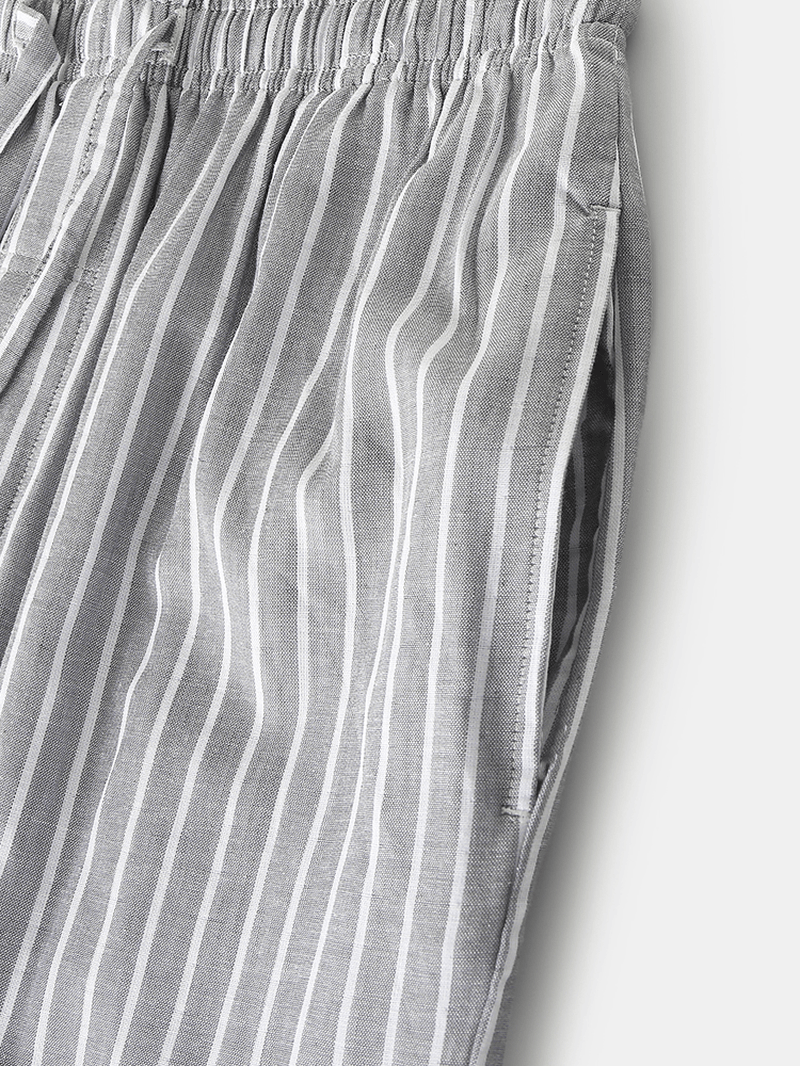 Mens Stripe Drawstring Pocket Home Casual Pajamas Pants - MRSLM
